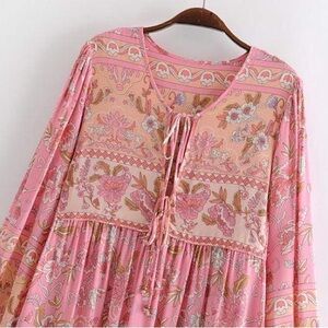 Floral Pink Bohemian Dress